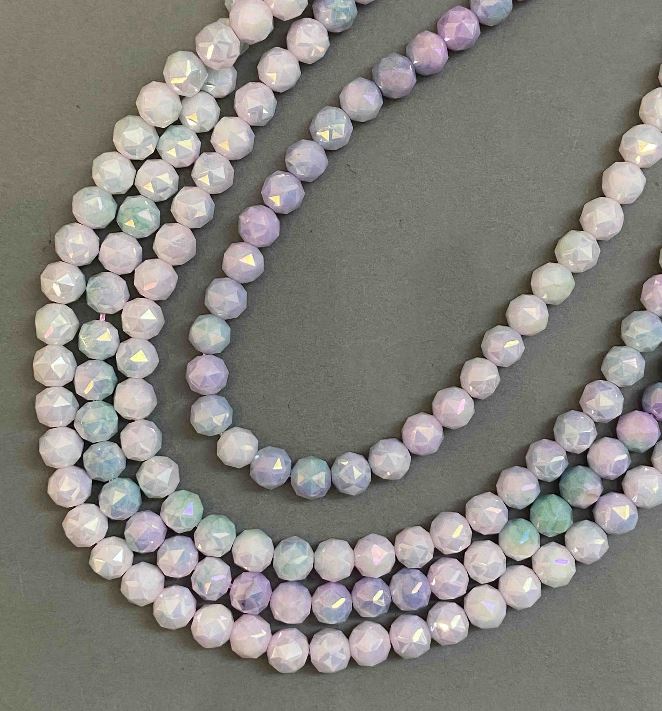 Koraliki z czeskiego kryształu wielobarwne na nitce, fasetowane kuleczki, średnica 8 mm, długość 38 cm