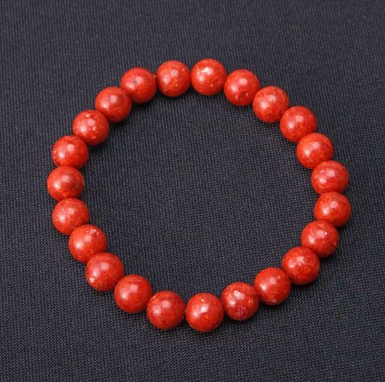 Bransoletka z koralu gąbczastego, gładka kulka o średnicy 8 mm, na elastycznej gumce