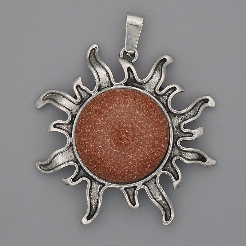 Wisiorek Słońce z awenturynem Złoty piasek 39 mm ±, długość 46 mm ±