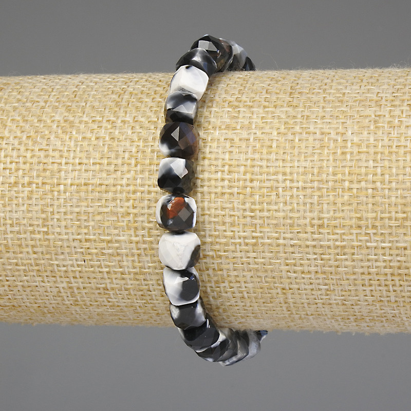 Bransoletka z agatu fasetowanego w formie sześcianu 6,5 mm