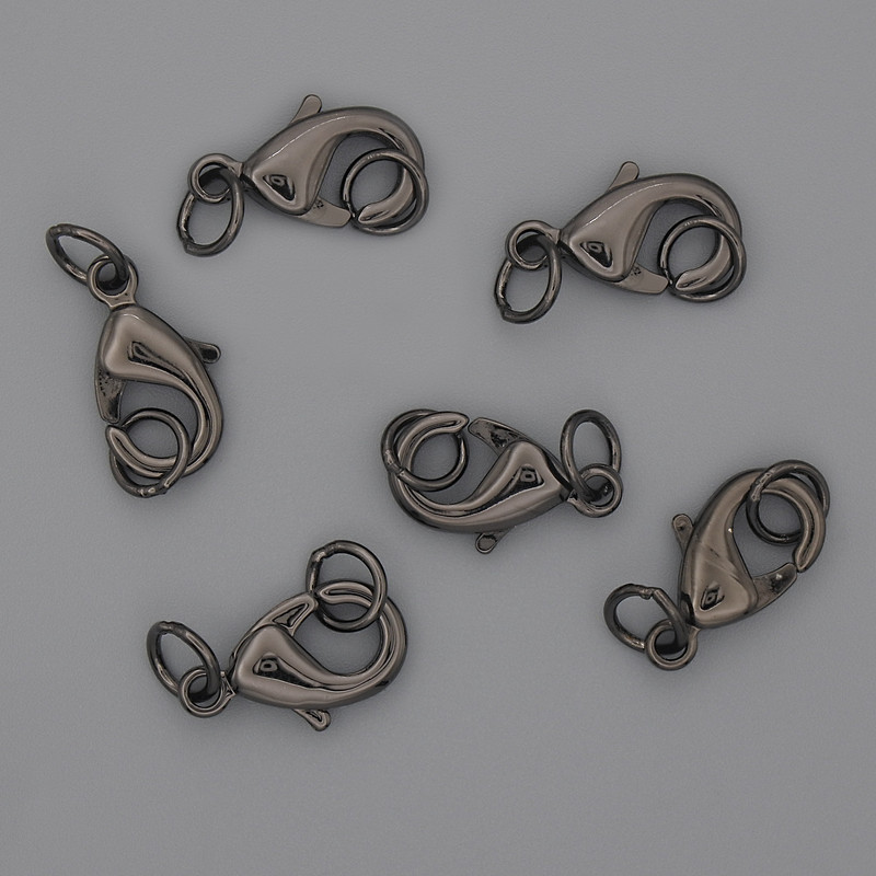 Zapięcie karabińczykowe 15×9 mm – czarny kolor metalu