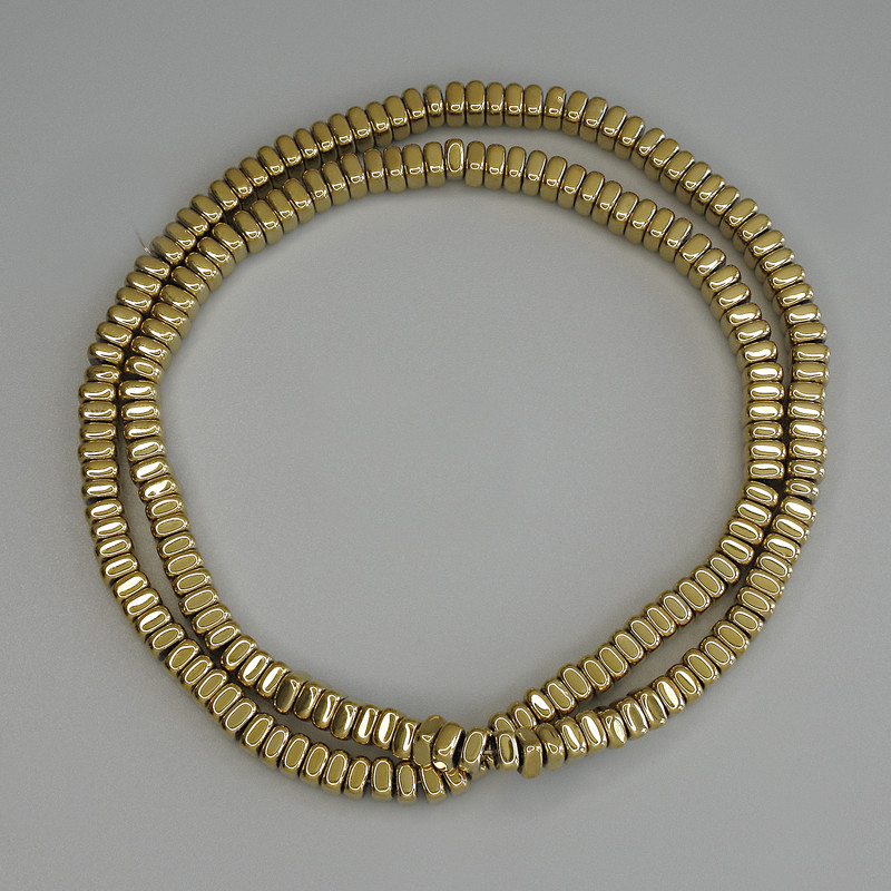 Koraliki hematytu w kolorze złotym, kwadratowy rondel, 4×2 mm, na nici, długość 40 cm+