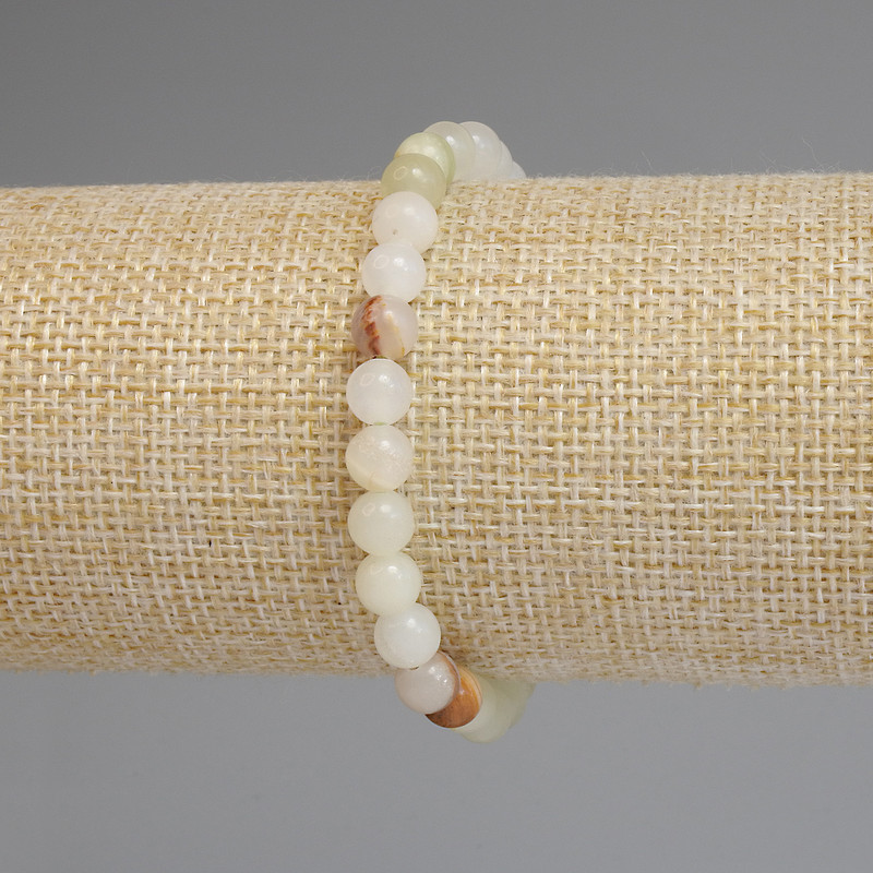 Bransoletka z onyksu – gładkie kuleczki 6 mm, długość 18 cm, elastyczna