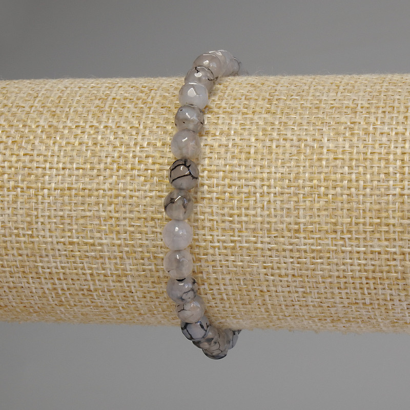 Bransoletka z agatu Żyły Smoka – fasetowana kuleczka, średnica 6 mm, długość 18 cm, elastyczna