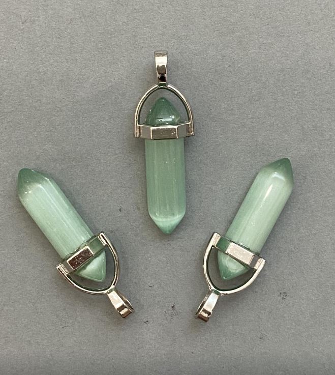 Wisiorek Kocie Oko, sześciokątny, kryształ, kula 8×31×41 mm+