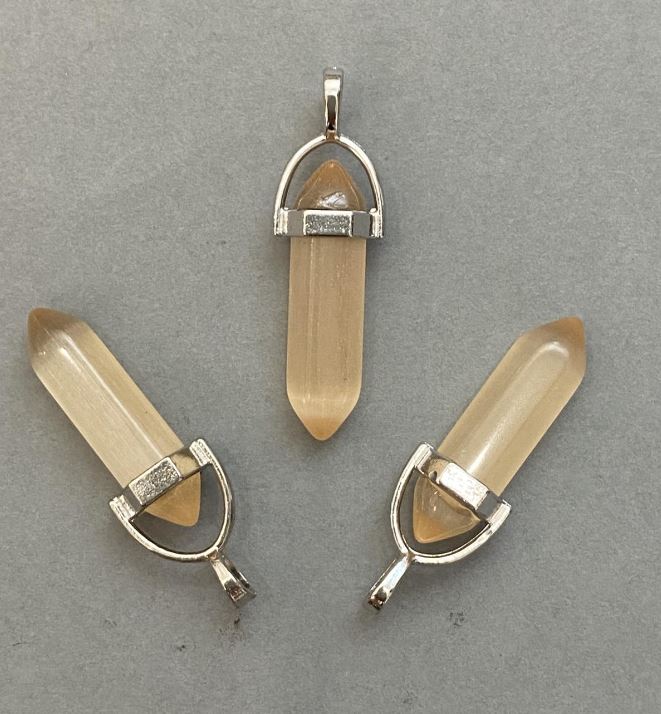 Wisiorek Kocie Oko, o sześciokątnym kształcie, kryształ, kula 8x31x41 mm+