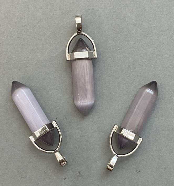 Wisiorek Kocie Oko, sześciokątny kryształ, kula 8×31×41 mm+