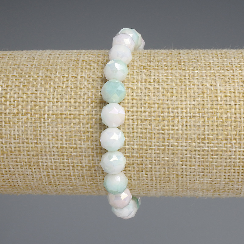 Bransoletka z czeskiego kryształu, wielokolorowa, fasetowane kulki o średnicy 8 mm, długość 18 cm, elastyczna