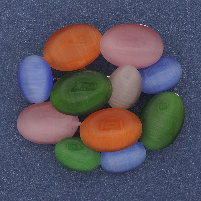 Broszka-wisiorek Akcent, różnokolorowe kocie oko, metal srebrzysty, 49×45 mm+