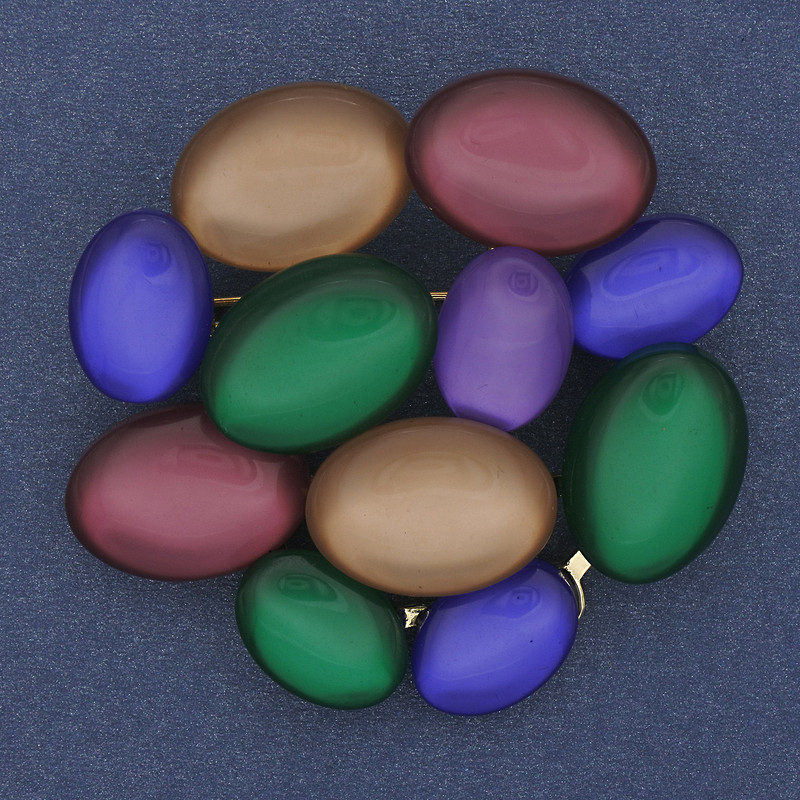 Broszka-wisiorek Akcent różnobarwne kocie oko, metal złoty, 49×45 mm+