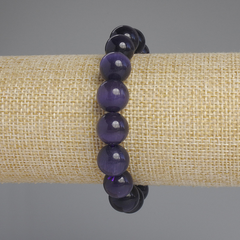 Bransoletka z kamienia kocie oko – gładkie kuleczki, średnica 11,5 mm, długość 18 cm, elastyczna