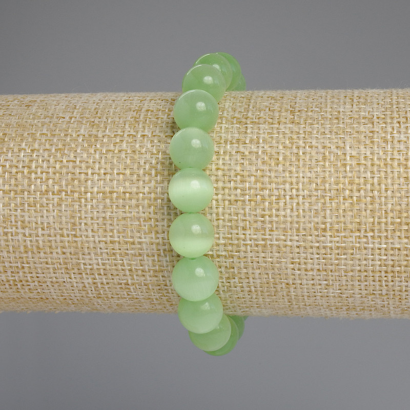 Bransoletka z kamienia kocie oko – gładkie kulki o średnicy 10 mm ±, długość 18 cm ±, elastyczna