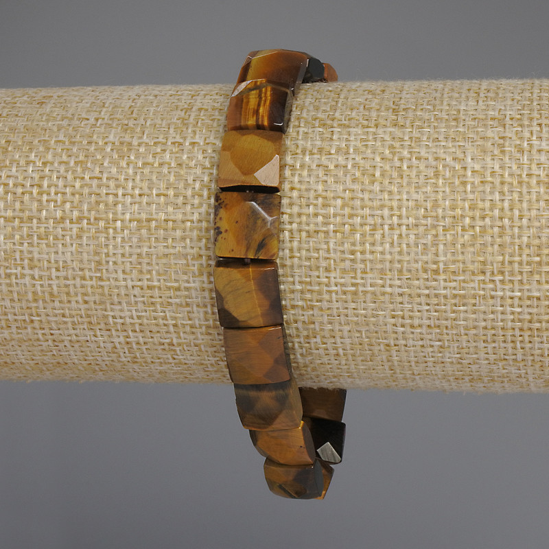 Bransoletka z tygrysiego oka, fasetowane kwadraty, średnica ok. 10 mm, długość ok. 18 cm, elastyczna