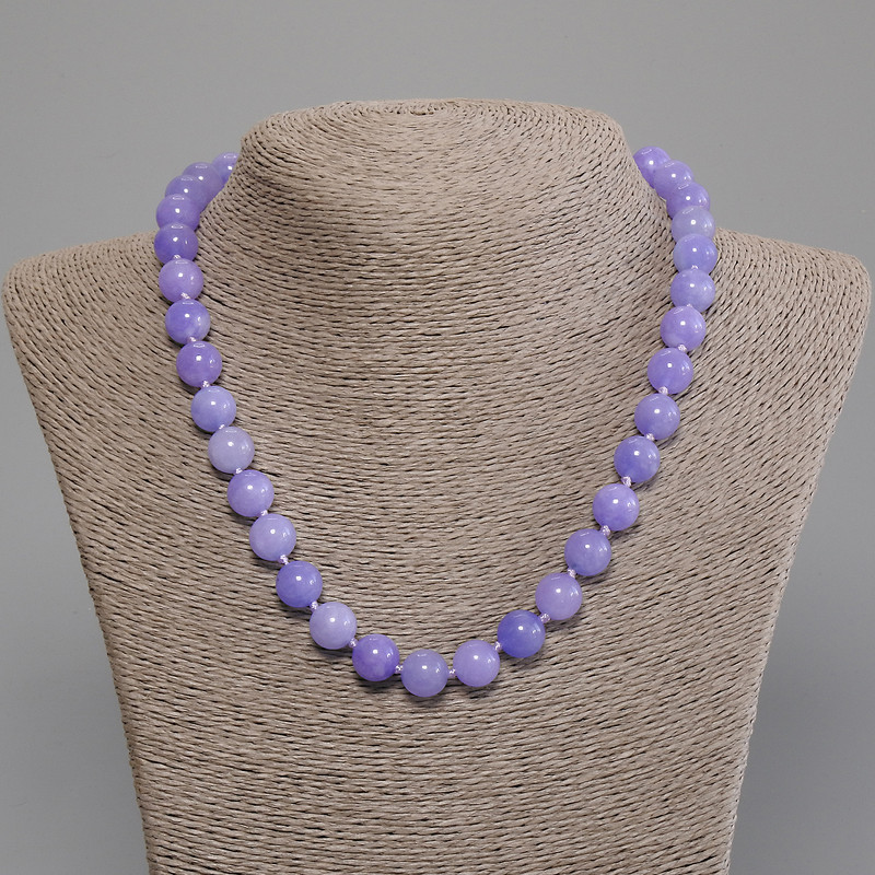 Naszyjnik z akwamarynem, gładkie kuleczki o średnicy 10 mm, długość około 50 cm, z zapięciem