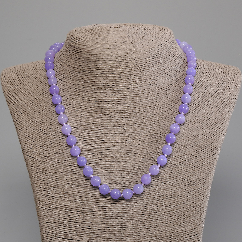 Naszyjnik z akwamarynu – gładkie kuleczki o średnicy 8 mm, długość 50 cm, z zapięciem