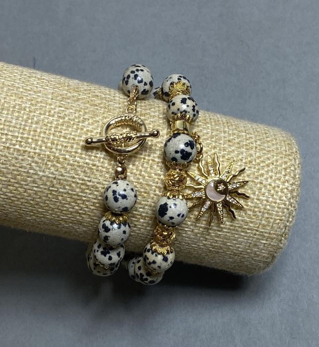 Zestaw bransoletek z jaspisu dalmatyńskiego – kulka 10 mm ±, długość 20 mm ±