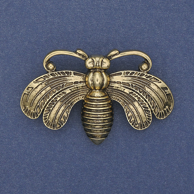 Broszka w kształcie motyla, kolor starego złota, metal złocisty, 50×33 mm+
