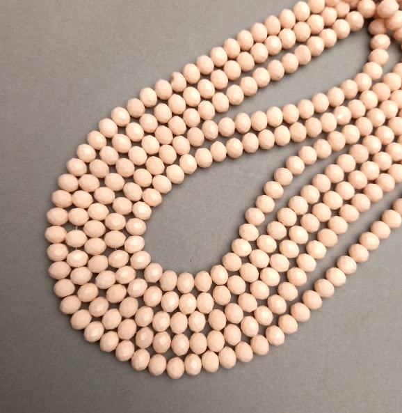 Koraliki czeskiego kryształu na nitce, fasetowane w kształcie rondelka, średnica 8×6 mm, długość 37 cm