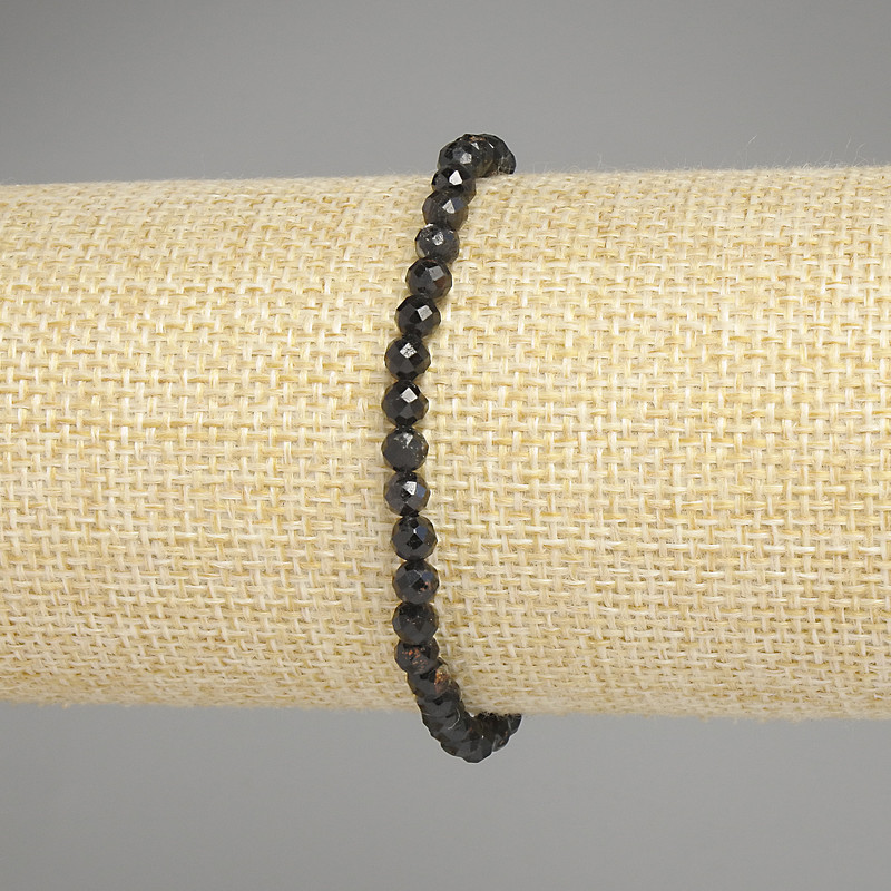 Bransoletka z turmalinu – fasetowane kuleczki, 4 mm, długość 18 cm, elastyczna