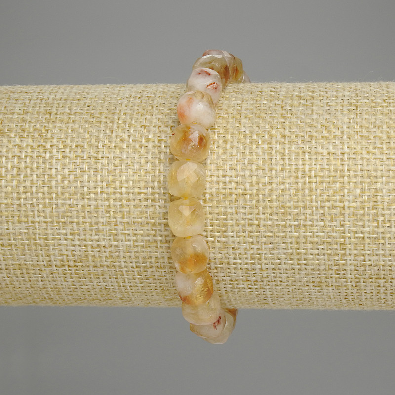 Bransoletka z cytrynem szlifowaną kostką 8×8 mm, długość 18 cm