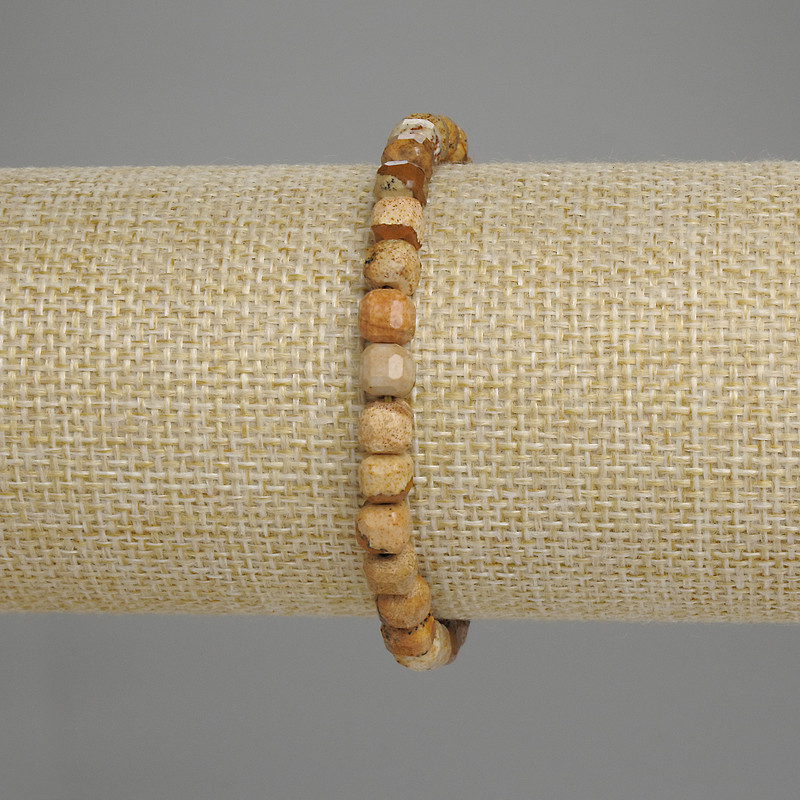 Bransoletka z pejzażowego jaspisu — fasetowany sześ"cian