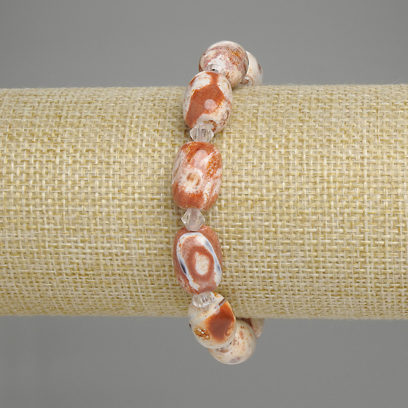 Bransoletka z jaspisu pustynnego, koraliki beczkowe 14×10 mm +-, koraliki 5 mm +-, długość 18 cm +