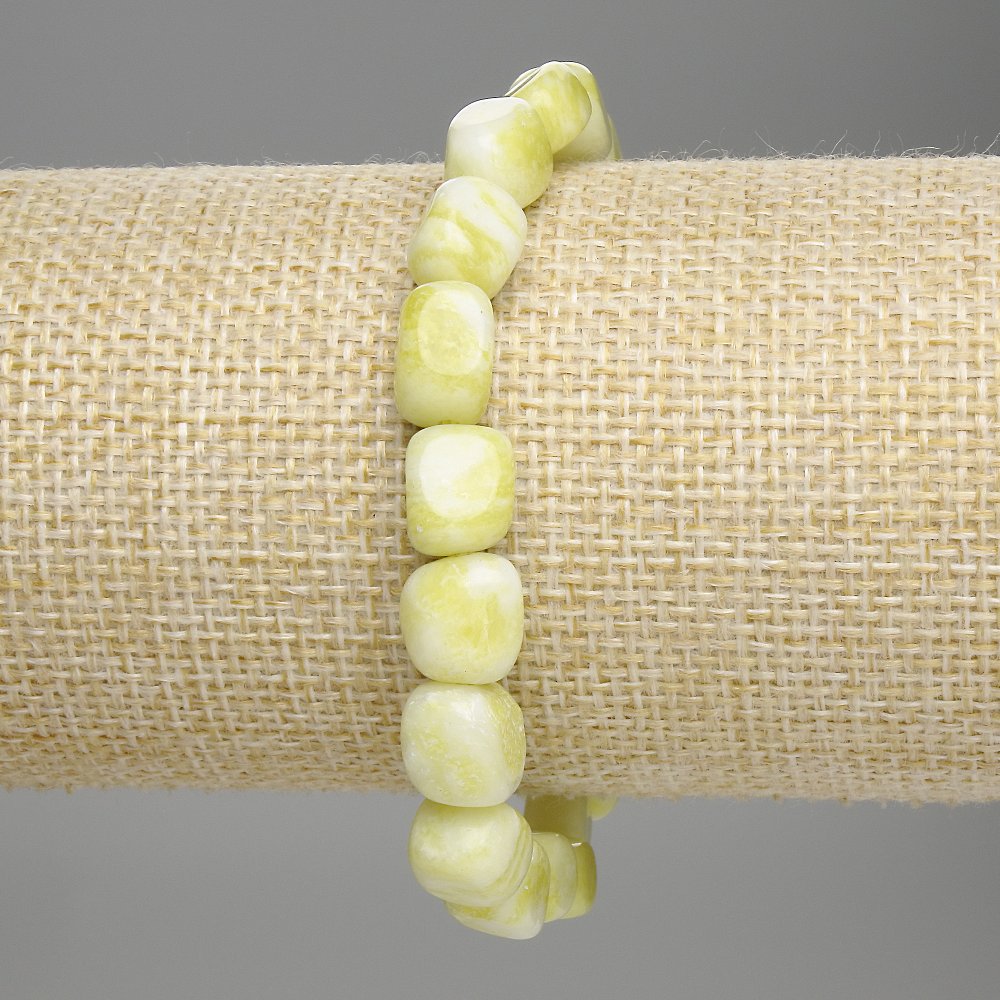 Bransoletka z jadeitu fasetowanego, średnica 9–10×8 mm, długość 18 cm, elastyczna