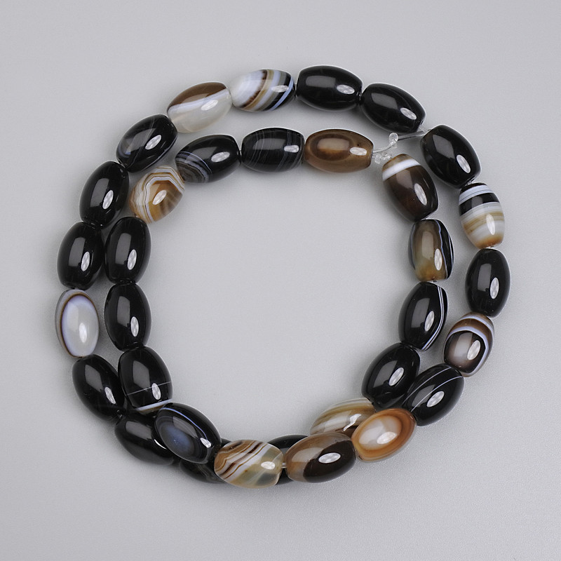 Koraliki agatu barilowe, średnica 12×8 mm, długość około 39 cm, na żyłce