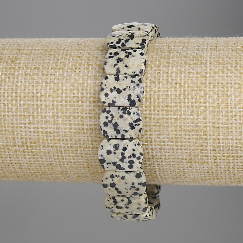 Bransoletka z jaspisu dalmatyńskiego, szlifowane ogniwa 14×10 mm, długość 18 cm, elastyczna