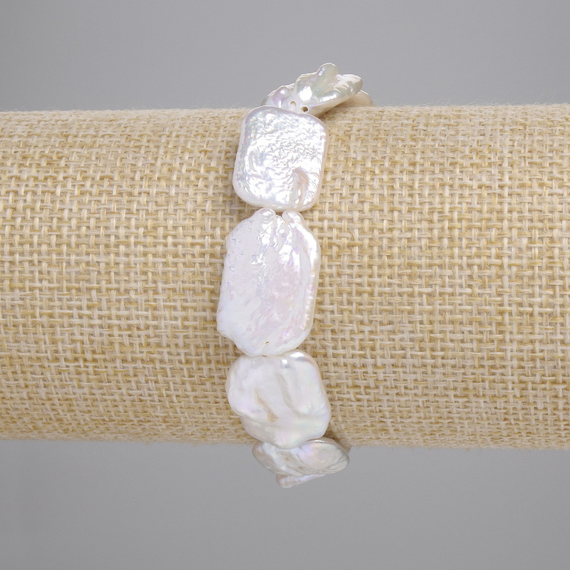 Bransoletka z barokowych pereł z odcieniem „benzynowym”, średnica 18–21×13–14 mm, długość 18 cm ± (na elastycznej gumce)