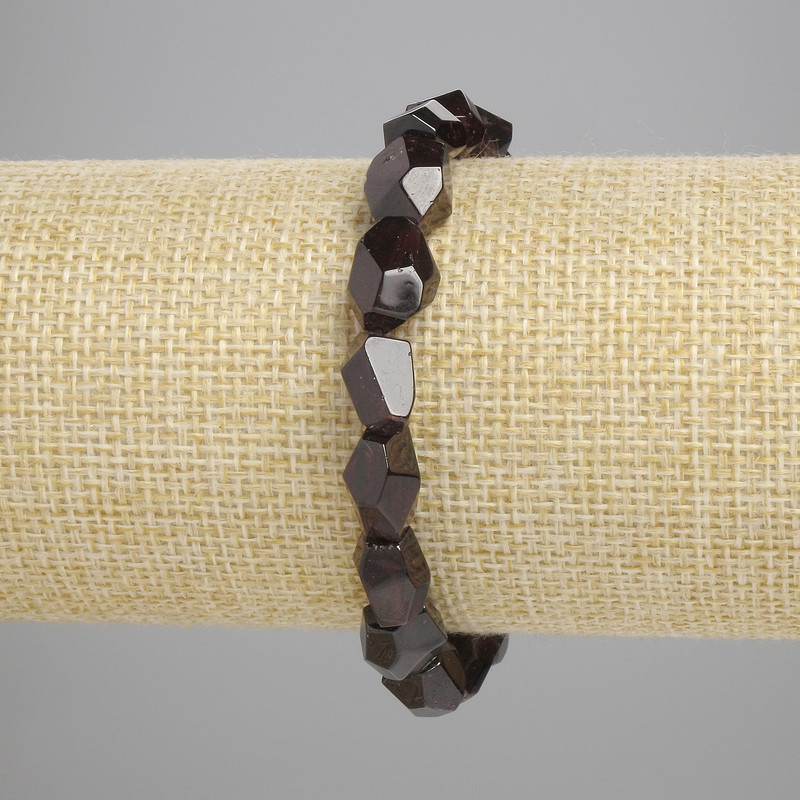 Bransoletka z granatu, fasetowane kuleczki, 18 cm stretch