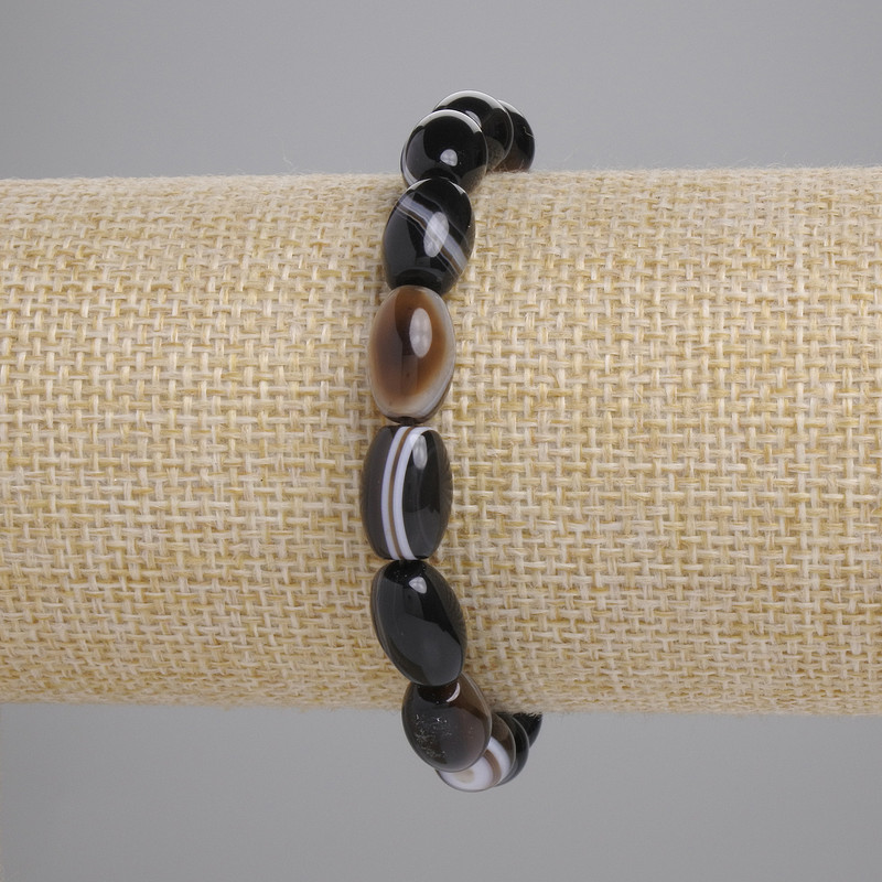 Bransoletka z agatu „Ziarenko”, 18 cm, elastyczna