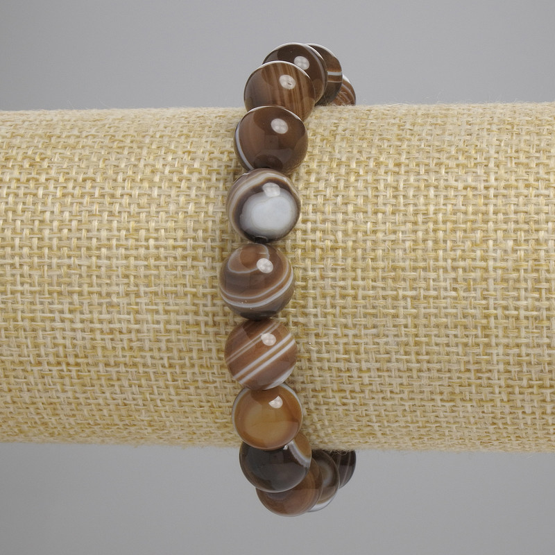 Bransoletka z agatu, gładkie kuleczki o średnicy 10 mm, długość 18 cm, elastyczna