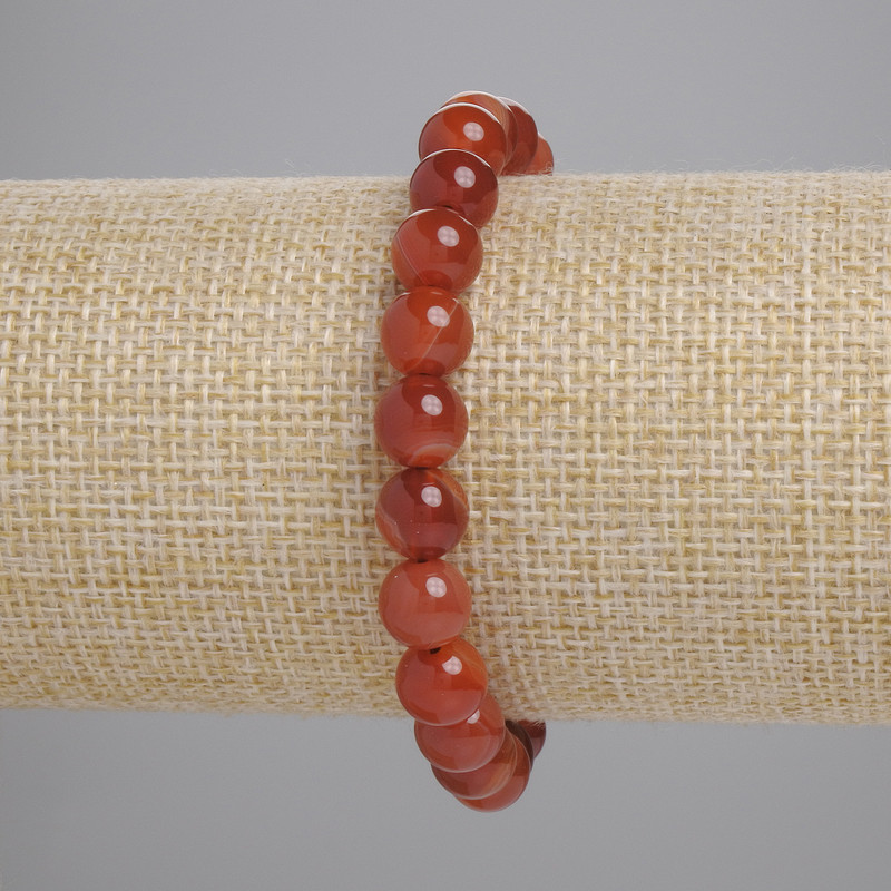 Bransoletka z karneolu – gładkie kuleczki o średnicy 8 mm, długość 18 cm, elastyczna