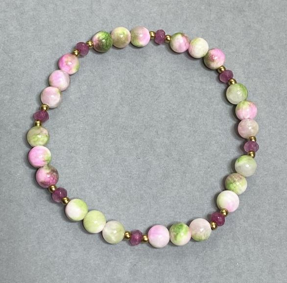 Bransoletka z variszytu (akryl) kuleczki 6 mm +- Czeskie kryształy rondle 4x3 mm +- długość 18 cm +- elastyczna