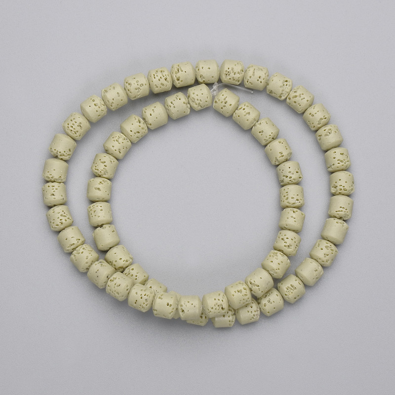 Koraliki cylindryczne z lawy wulkanicznej, średnica 6×6 mm, na żyłce, długość 38 cm+