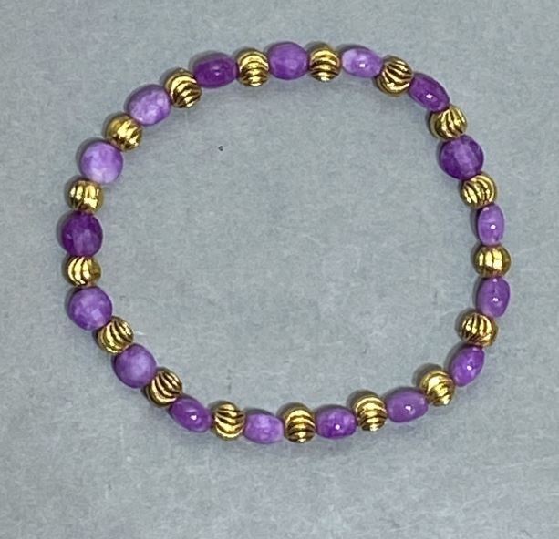 Bransoletka z sugilit fasetowana moneta 6 mm +- z metalowymi wstawkami, długość 18 cm +- elastyczna