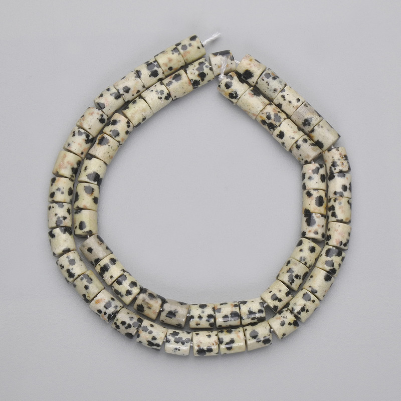 Koraliki walcowe z jaspisu dalmatyńskiego, średnica 6×6 mm, na nitce
