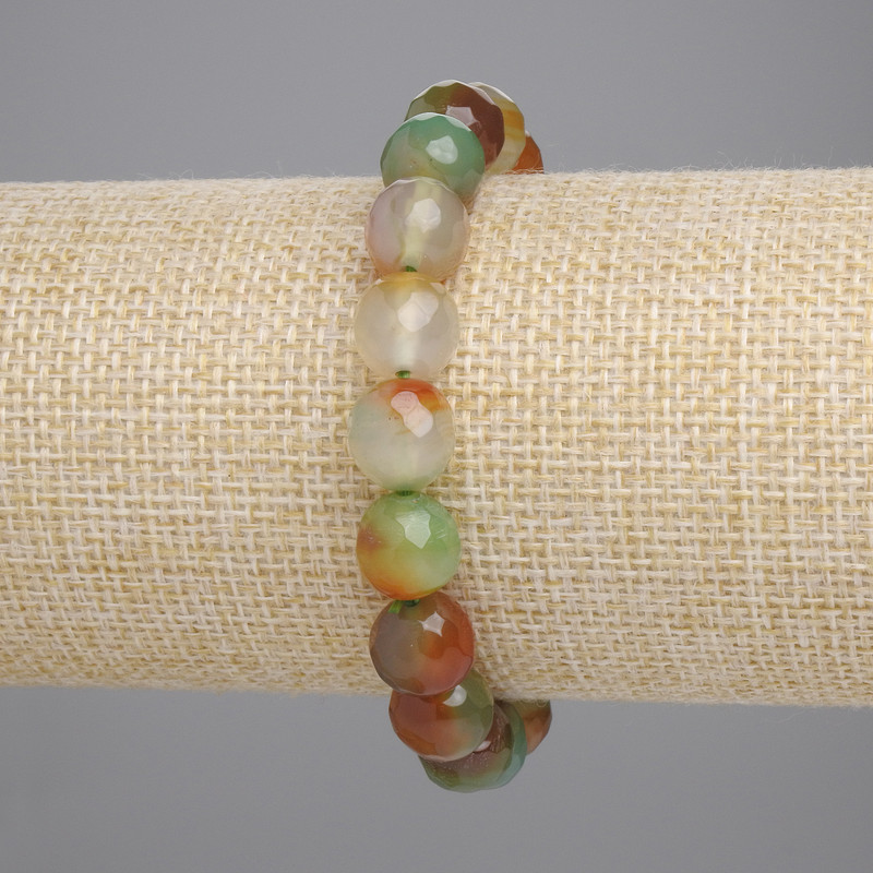 Bransoletka z brazylijskiego agatu, fasetowana kulka, średnica 9,5 mm, długość 18 cm, na elastycznej gumce