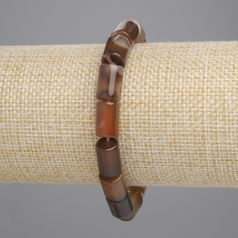 Bransoletka z agatu w cylindrycznym kształcie, średnica 12×8 mm, długość 18 cm, na elastycznej gumce