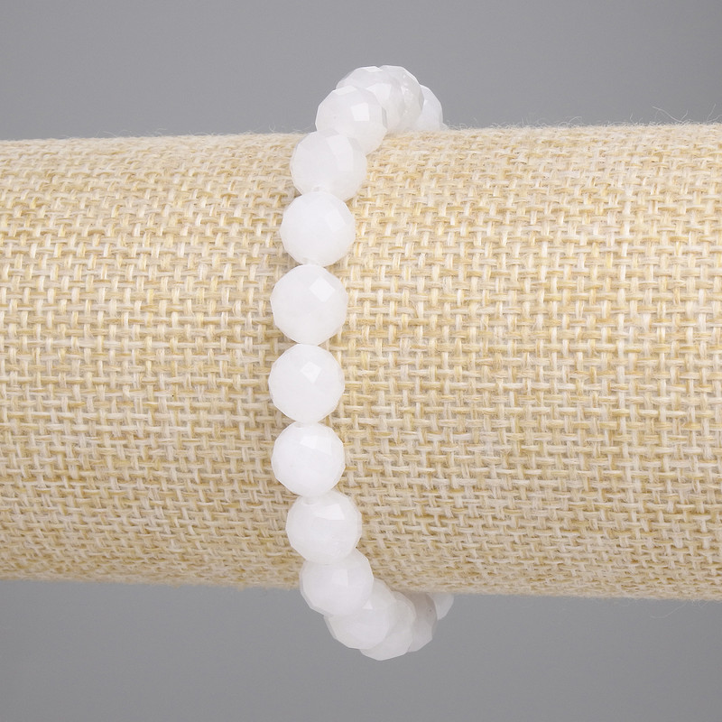 Bransoletka z górskiego kryształu, fasetowana kulka, średnica 8 mm, długość 18 cm, elastyczna