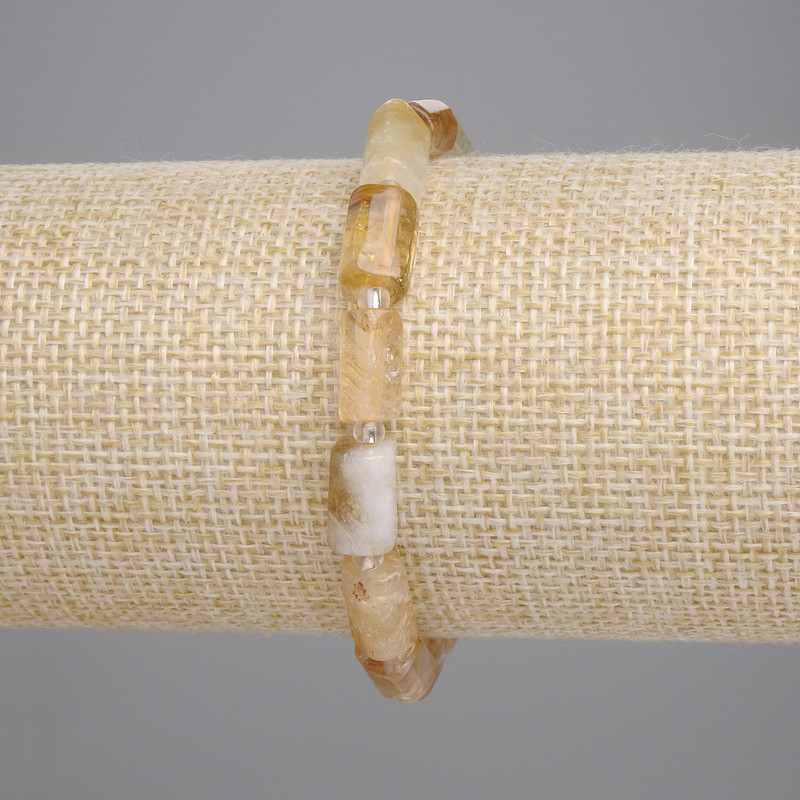 Bransoletka z cytrynem fasetowanym, średnica 10, 5-11×6-6, 5 mm ±, koraliki 3 mm ±, długość 18 cm ±, elastyczna