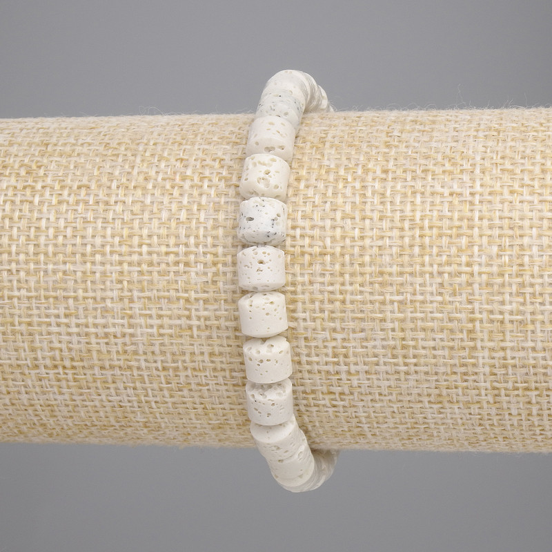 Bransoletka z lawy wulkanicznej – cylindryczne koraliki, średnica 6×6 mm, długość 18 cm, elastyczna