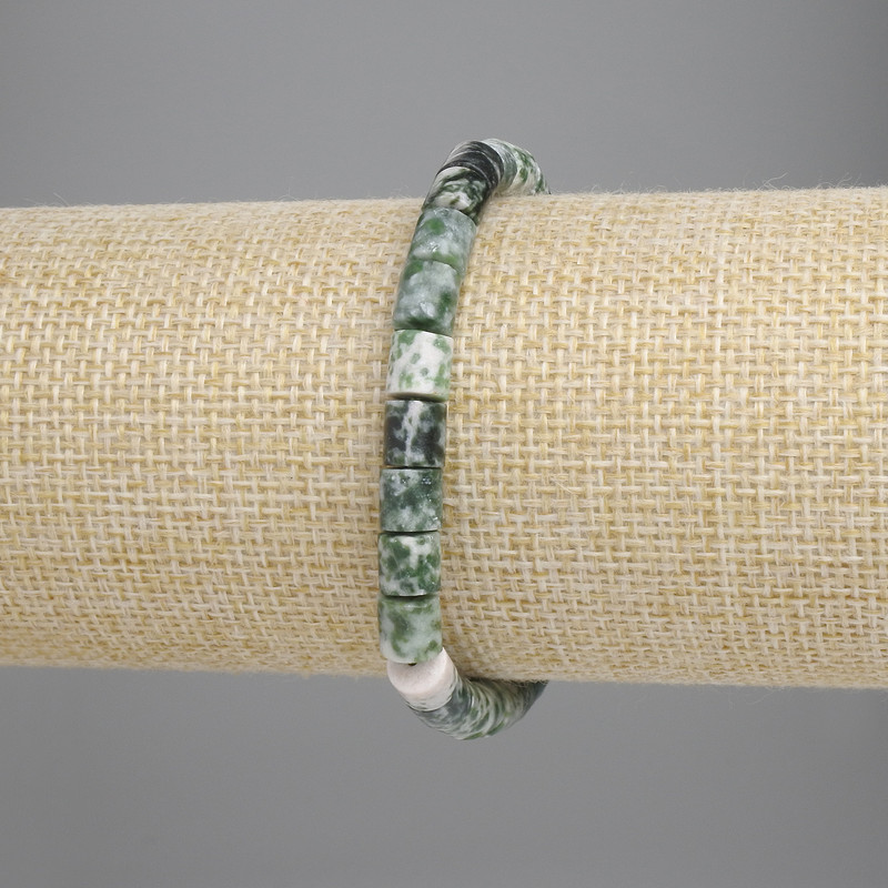 Bransoletka z agatu mechowego, cylindryczne koraliki 6x6 mm, długość około 18 cm, elastyczna