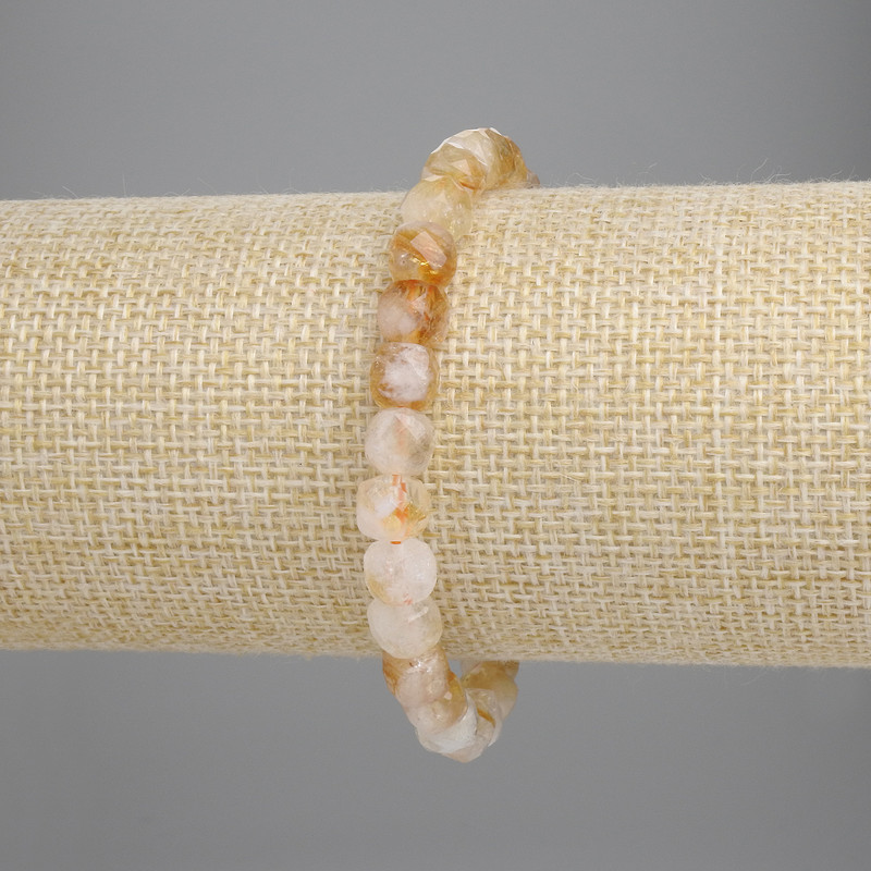 Bransoletka z fasetowanego cytrynu, kostka 6×6 mm, długość około 18 cm, elastyczna