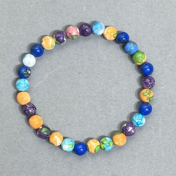 Bransoletka z varyscytu (sztuczny) gładkie kuleczki, średnica 6,5 mm, długość 18 cm, elastyczna