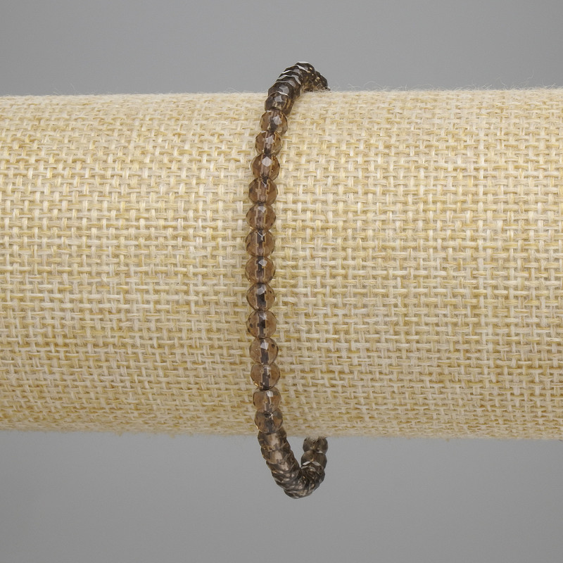 Bransoletka z topazu dymnego, fasetowane kule 4 mm, elastyczna, długość 18 cm