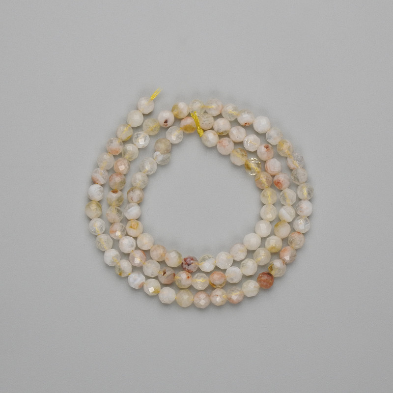 Koraliki cytrynowe fasetowane kuleczki 4 mm, długość ok. 40 cm, na nici