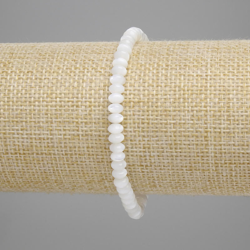 Bransoletka z perłowych rondelków, średnica 5×2,5 mm, długość 18 cm, elastyczna