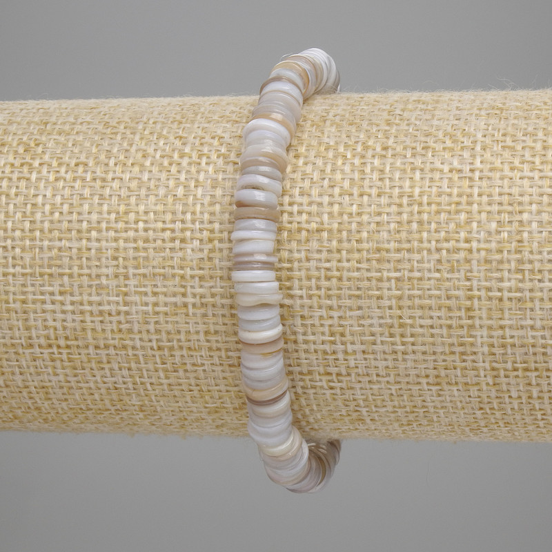 Bransoletka z muszli Skafarki, rondel, średnica 6×1–1,5 mm, długość 18 cm, elastyczna